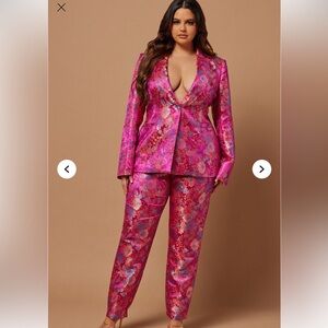 Pink Embroidered Pant Suit